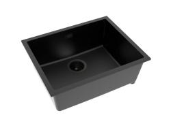 Pure.Sink Eternal Quartz Zwarte Spoelbak 50x40 cm Vlakinbouw en Onderbouw met Zwarte plug