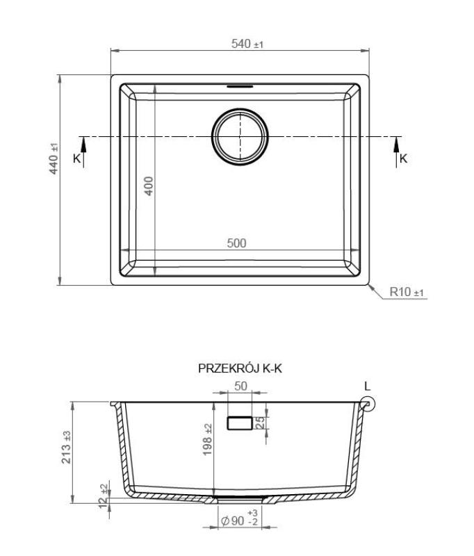 Pure.Sink Eternal Quartz Zwarte Spoelbak 50x40 cm Vlakinbouw en Onderbouw met Automatische Gun metal plug