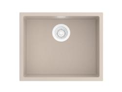 Pure.Sink Eternal Quartz Beige Spoelbak 50x40 cm Vlakinbouw en Onderbouw met Automatische Witte plug