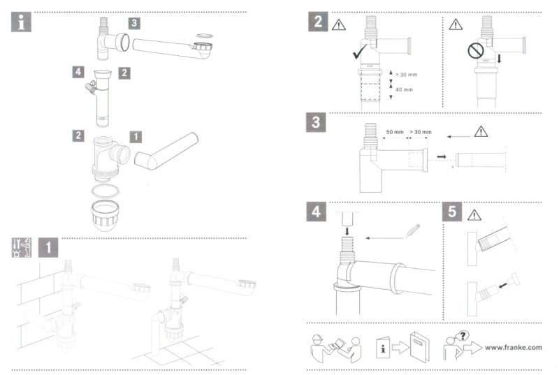 Franke ruimte besparende afvoer sifon met vaatwasser aansluiting Spazio 112.0551.361