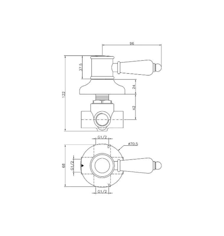 Huber Victorian 2 weg Omsteller Chroom 653.VT01H.CR