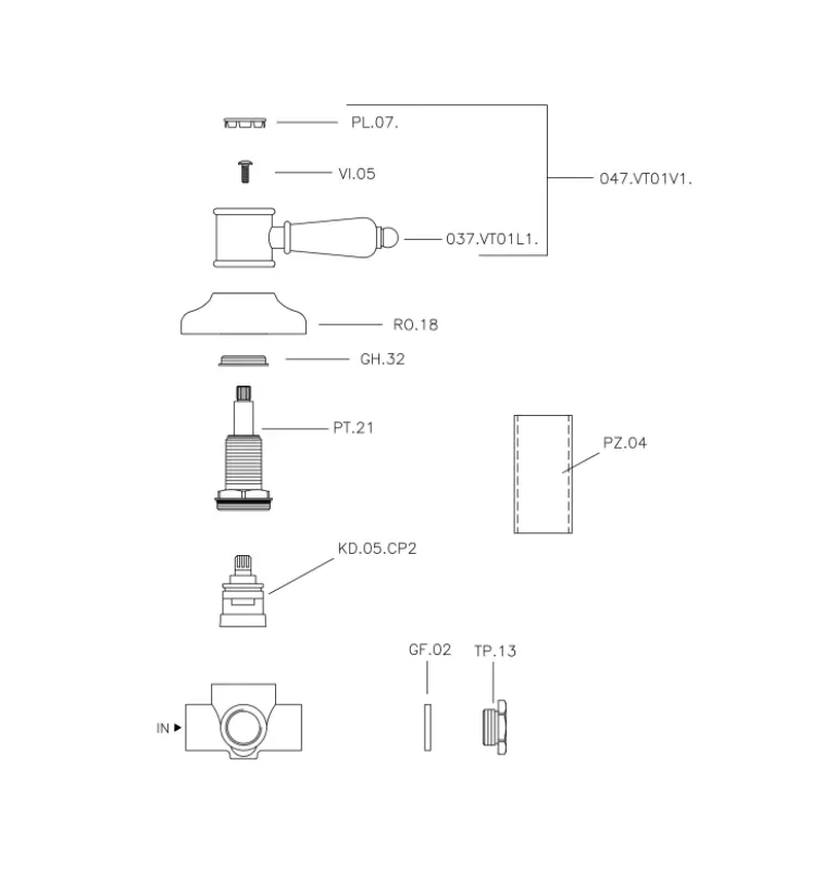 Huber Victorian 2 weg Omsteller Chroom 653.VT01H.CR