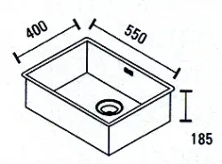 ABK Baronga grote rvs spoelbak 55x40 cm onderbouw BAR55F